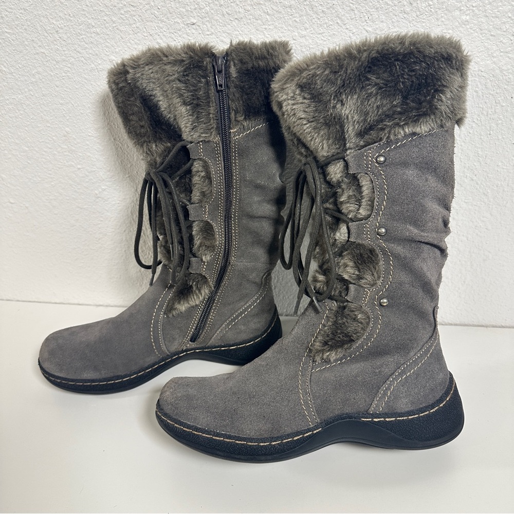 BareTraps Gray Faux Fur Winter Boots Size 7.5